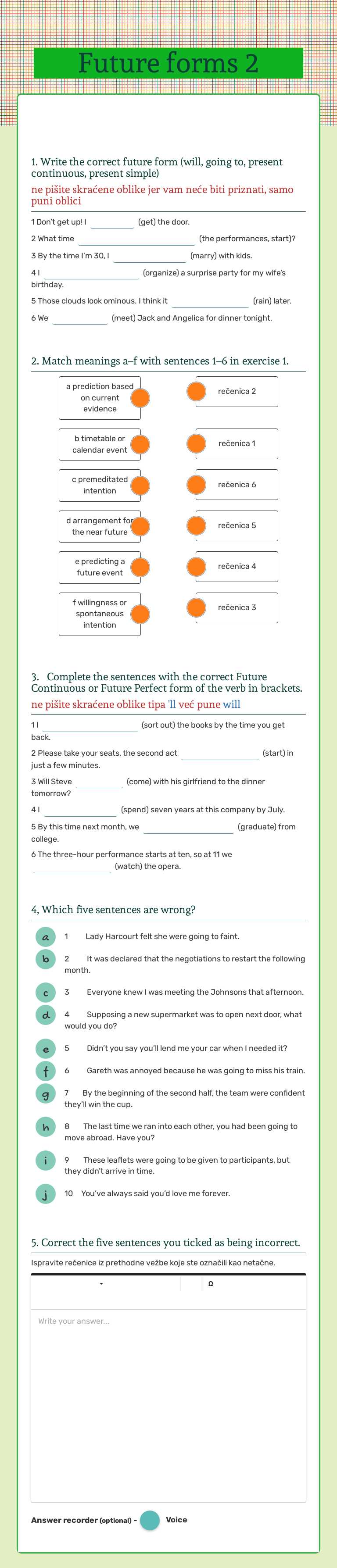 Future forms 2 Grade 6 worksheet preview