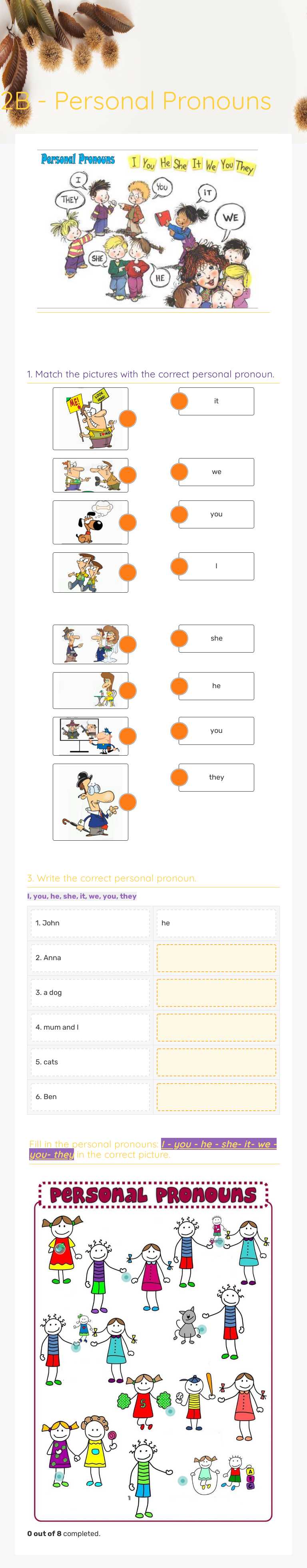 2B - Personal Pronouns worksheet preview image