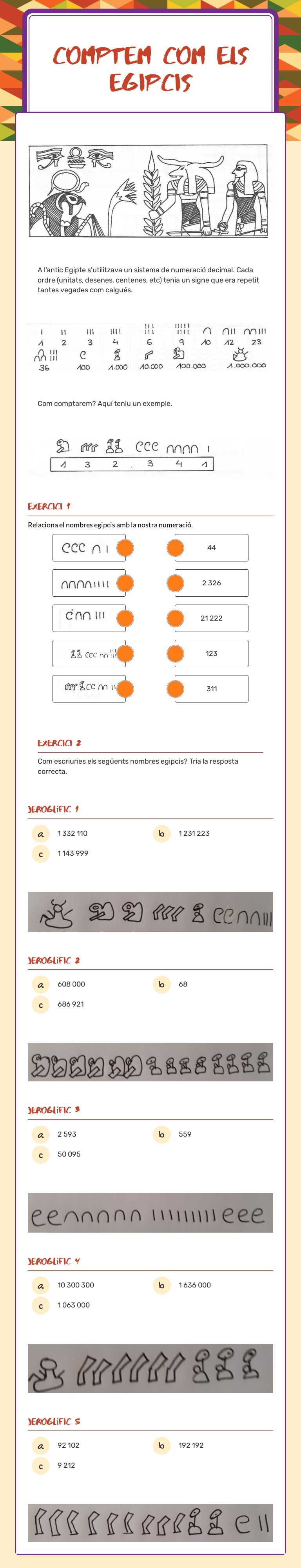 comptem com els egipcis Grade 6 worksheet preview