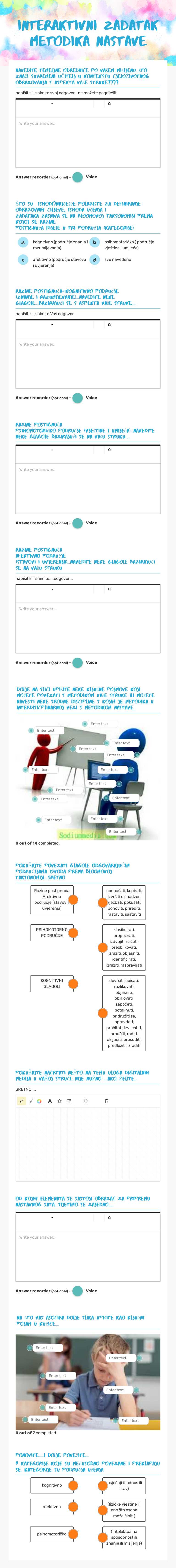 INTERAKTIVNI ZADATAK METODIKA NASTAVE worksheet preview image