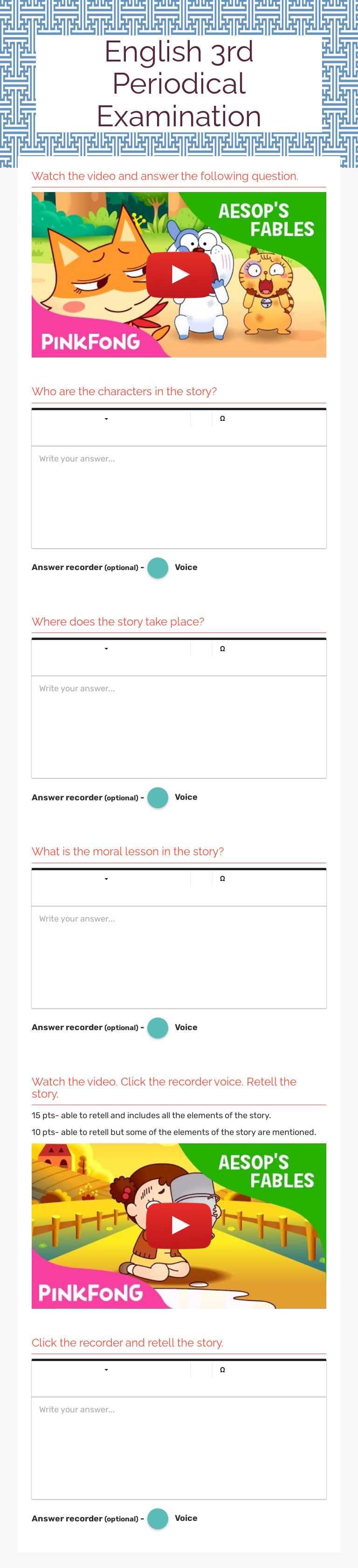 English 3rd Periodical Examination worksheet preview image