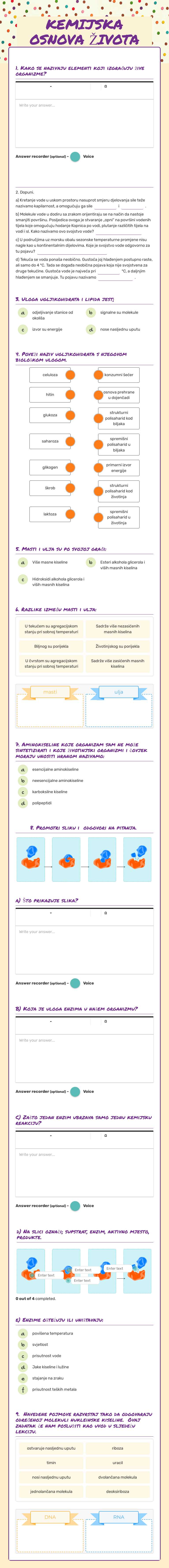 KEMIJSKA OSNOVA ŽIVOTA Other worksheet preview