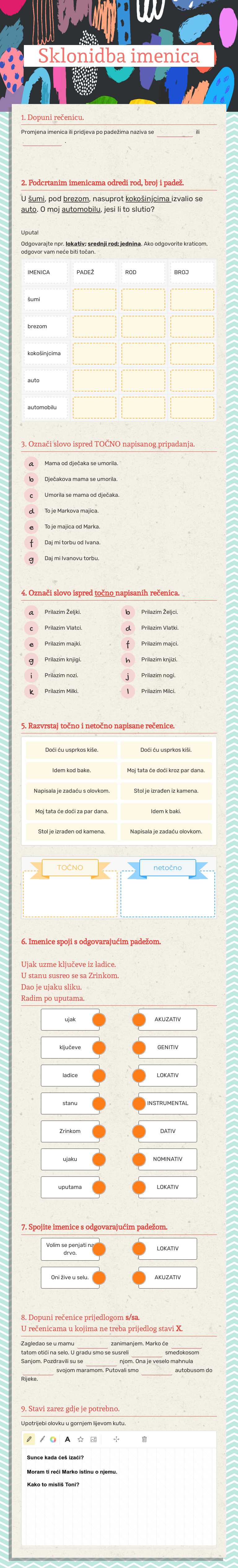 Sklonidba imenica Grade 5 worksheet preview