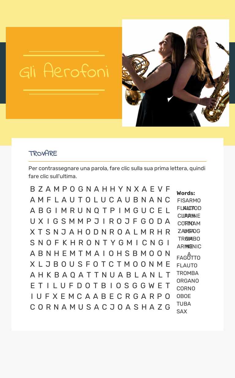 Gli Aerofoni worksheet preview image