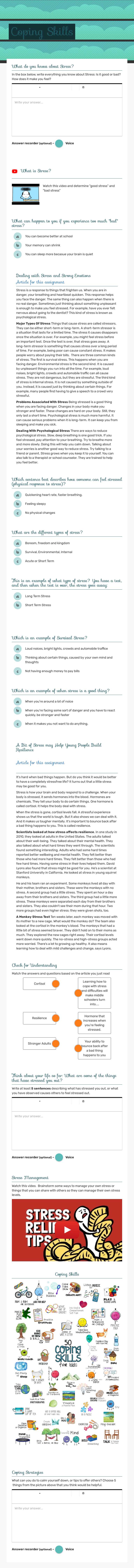 Coping Skills worksheet preview image