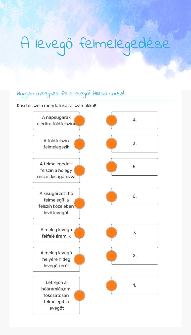 A levegő felmelegedése worksheet preview image