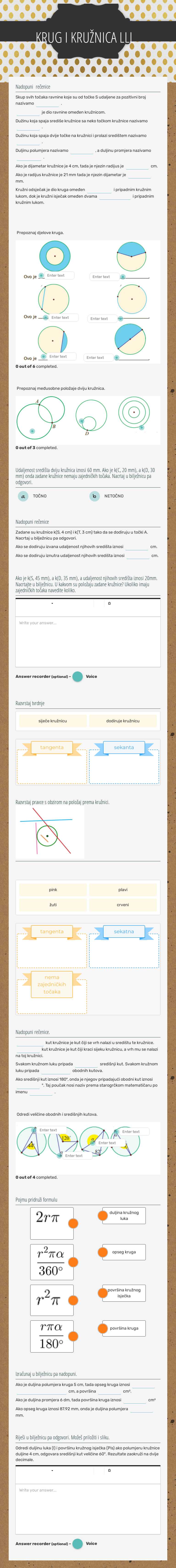 KRUG I KRUŽNICA LLL Grade 7 worksheet preview
