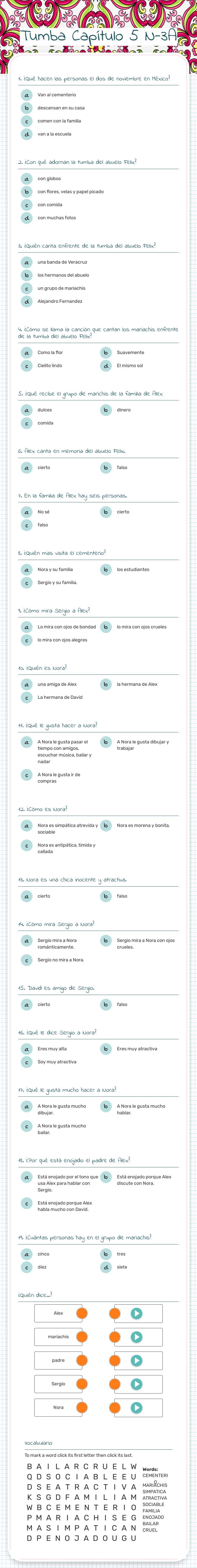 Tumba Capítulo 5 N-3A worksheet preview image