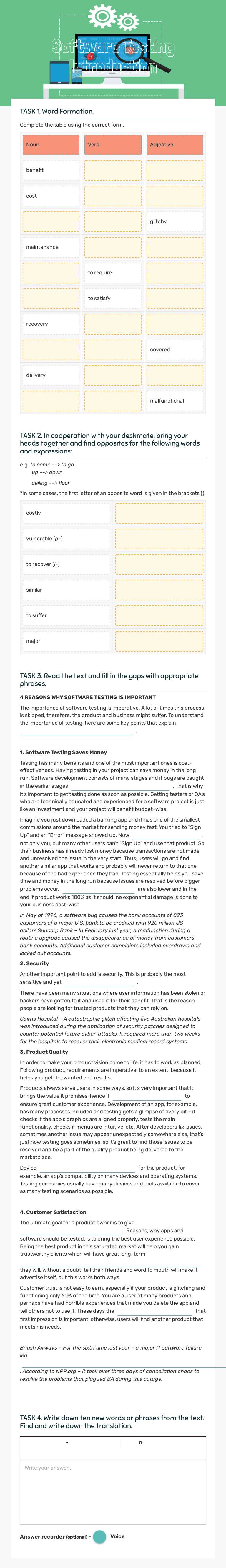 Software Testing
Introduction worksheet preview image