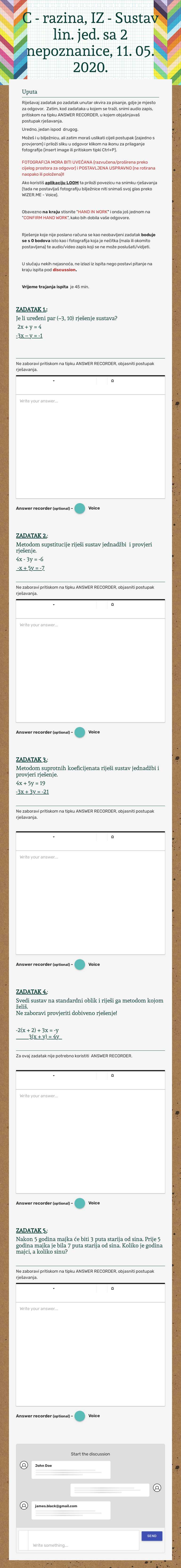 C - razina,
IZ - Sustav lin. jed. sa 2 nepoznanice, 
11. 05. 2020. worksheet preview image