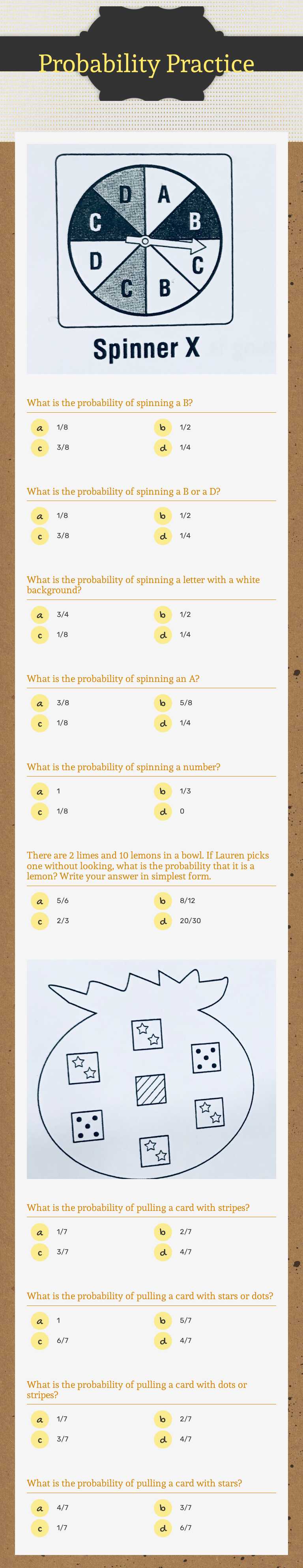 Probability Practice Grade 5 worksheet preview