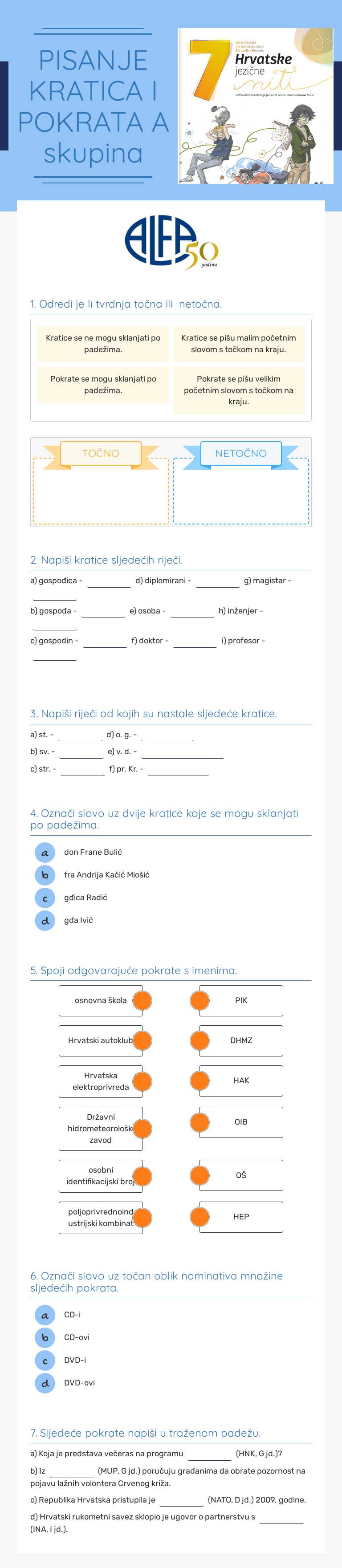 PISANJE KRATICA I POKRATA 
 A skupina worksheet preview image