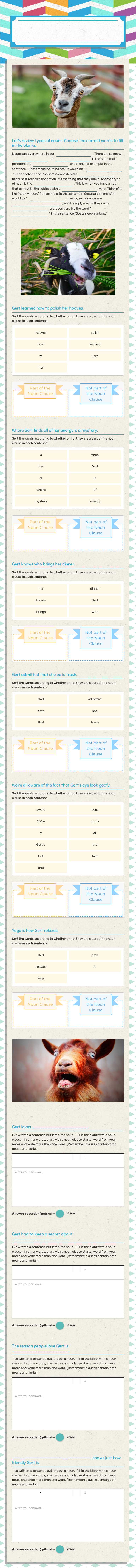 Noun Clauses Grade 9 worksheet preview