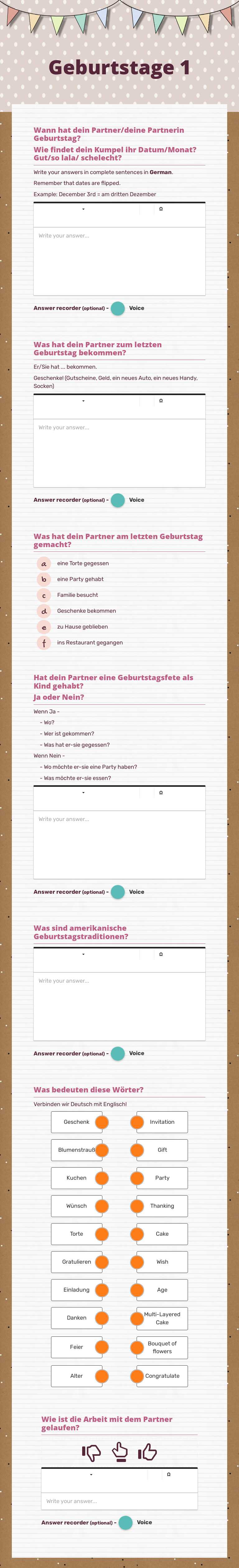Geburtstage 1 worksheet preview image