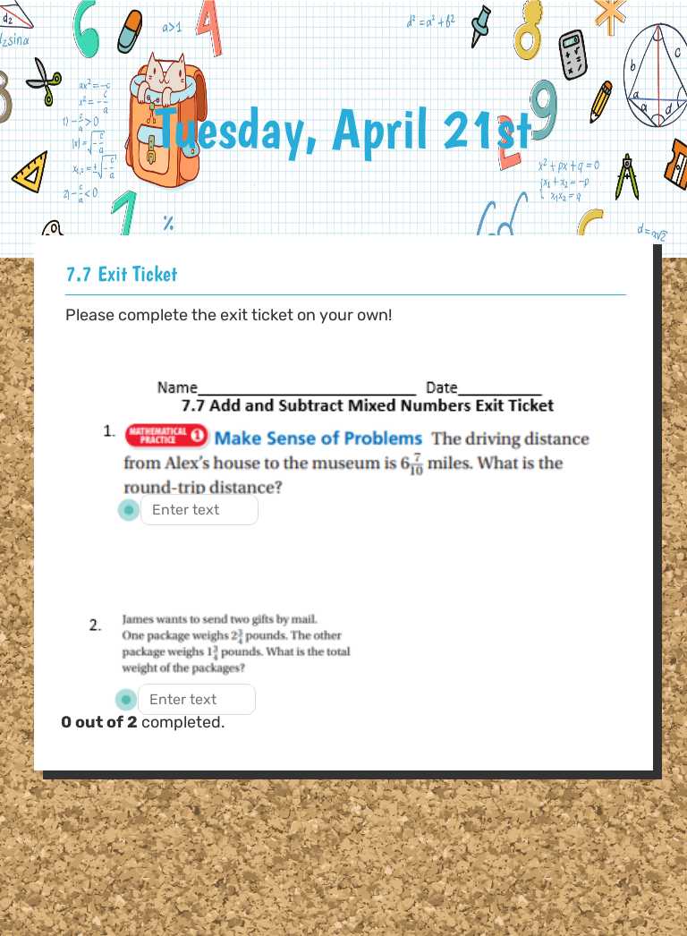 Tuesday, April 21st Grade 4 worksheet preview