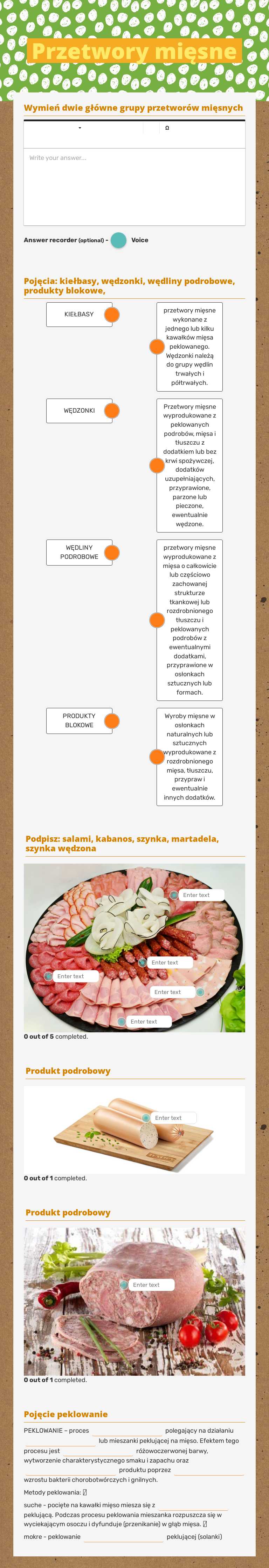Przetwory mięsne worksheet preview image