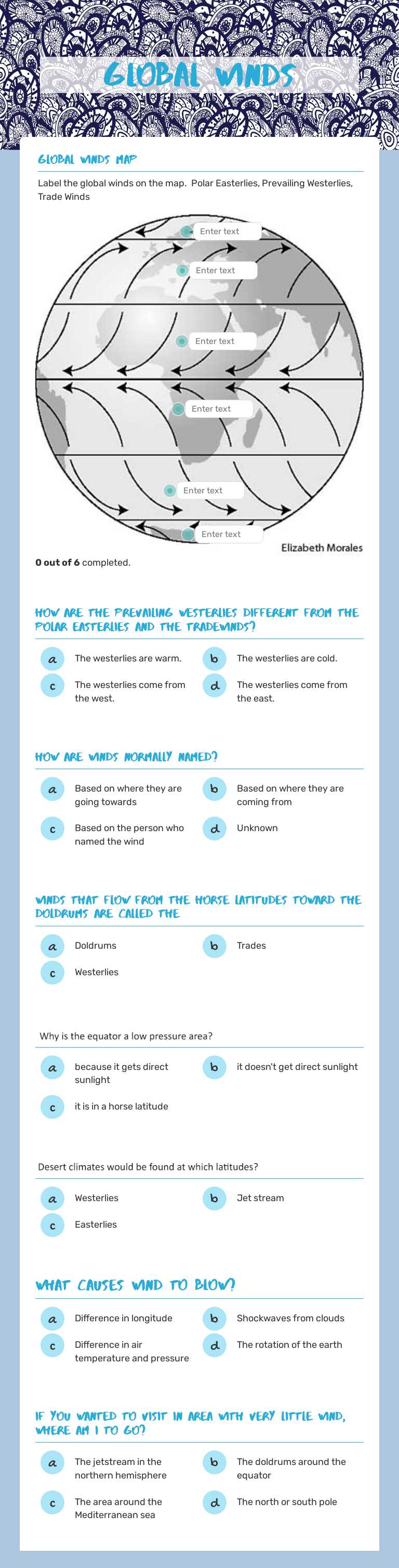 Global winds worksheet preview image