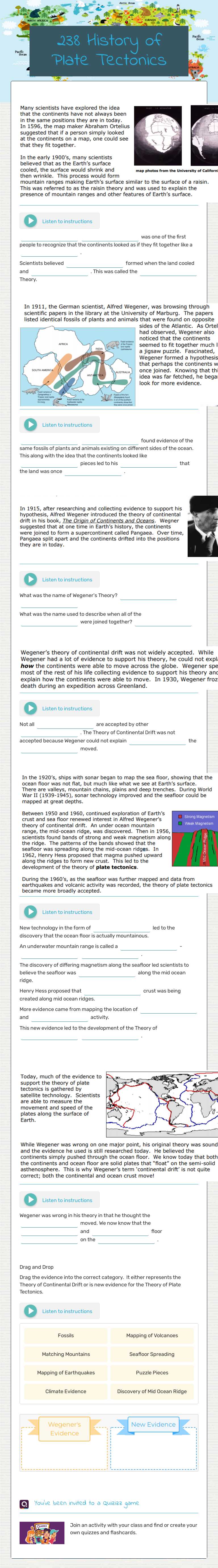 238 History of Plate Tectonics Grade 8 worksheet preview