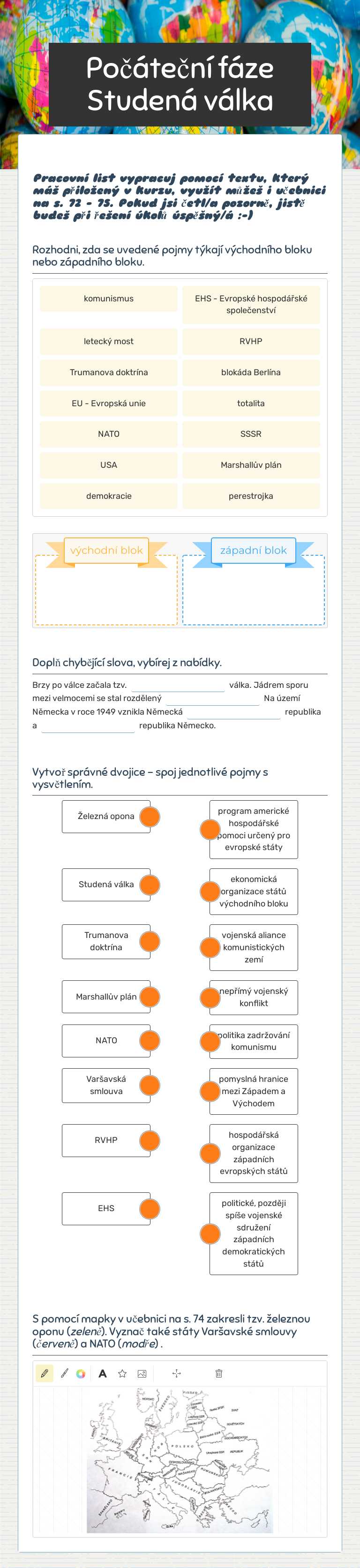 Počáteční fáze Studená válka worksheet preview image