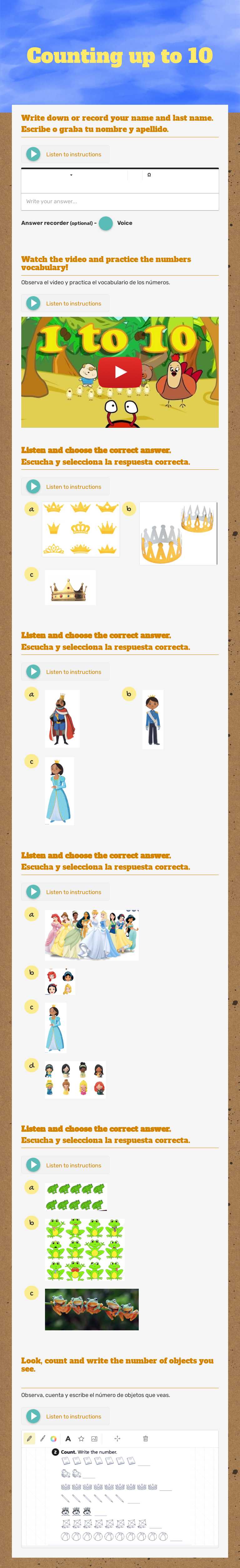 Counting up to 10 worksheet preview image