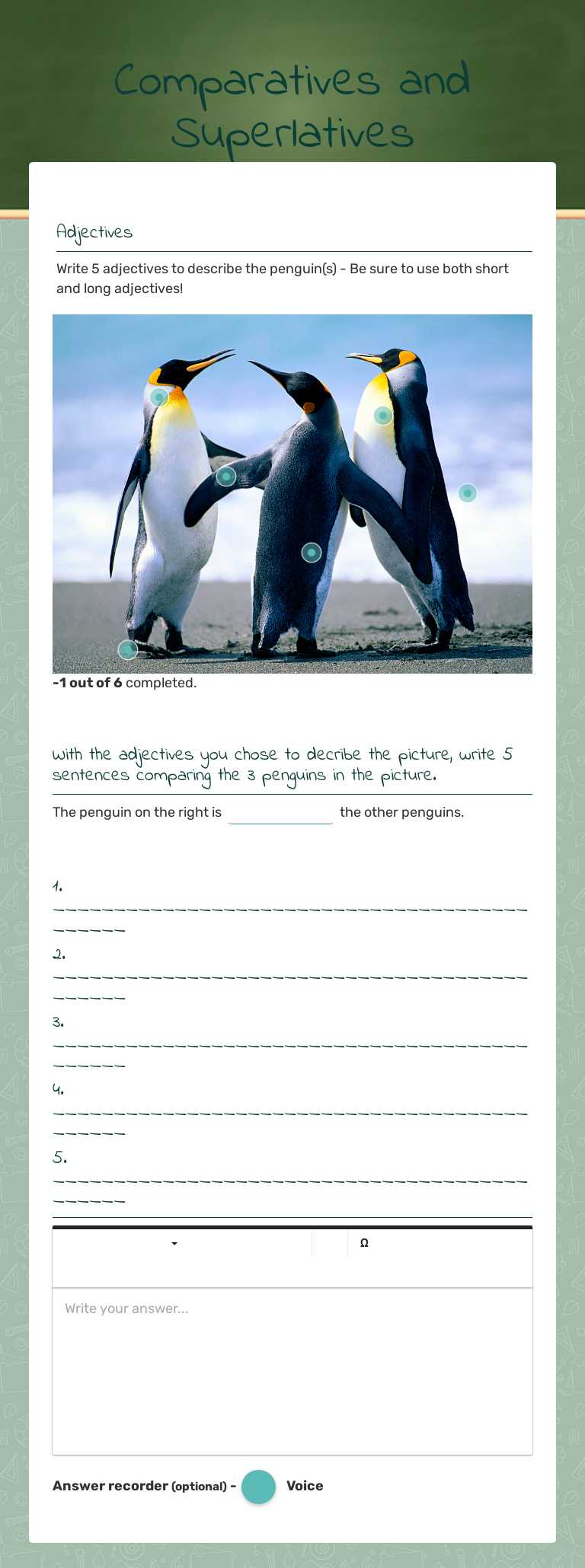 Comparatives and Superlatives worksheet preview image