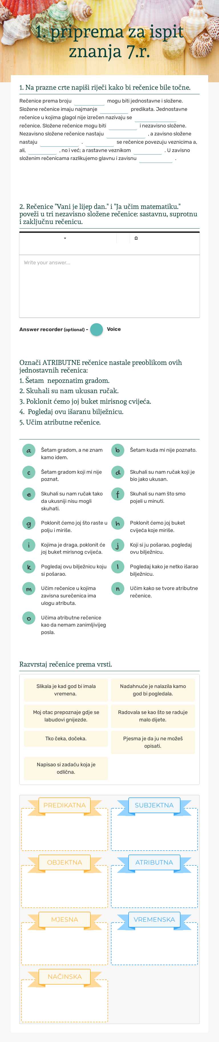 1. priprema za ispit znanja 7.r. worksheet preview image
