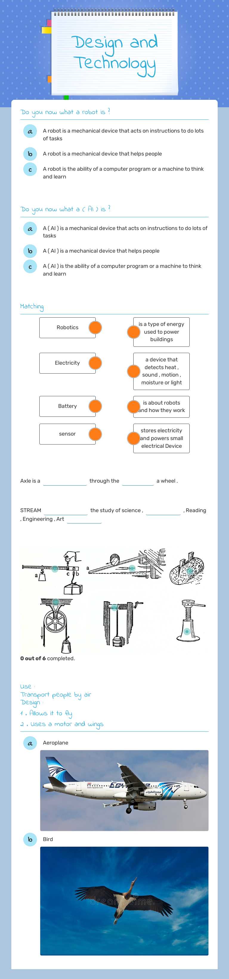 Design and Technology worksheet preview image