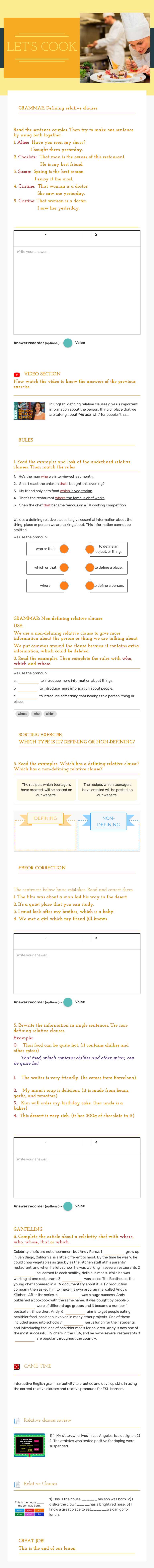 LET'S COOK worksheet preview image