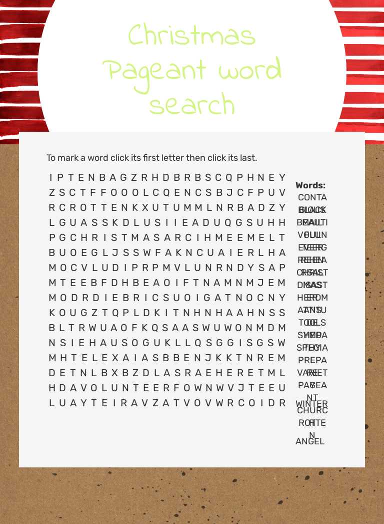 Christmas Pageant word search worksheet preview image