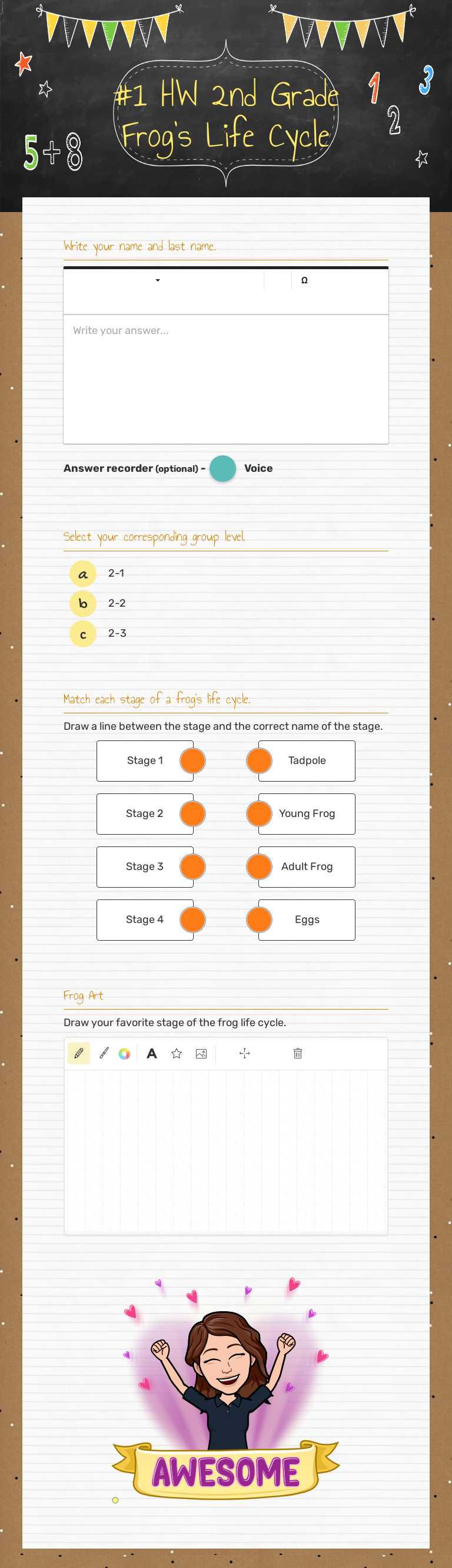 #1 HW 2nd Grade   Frog's Life Cycle worksheet preview image