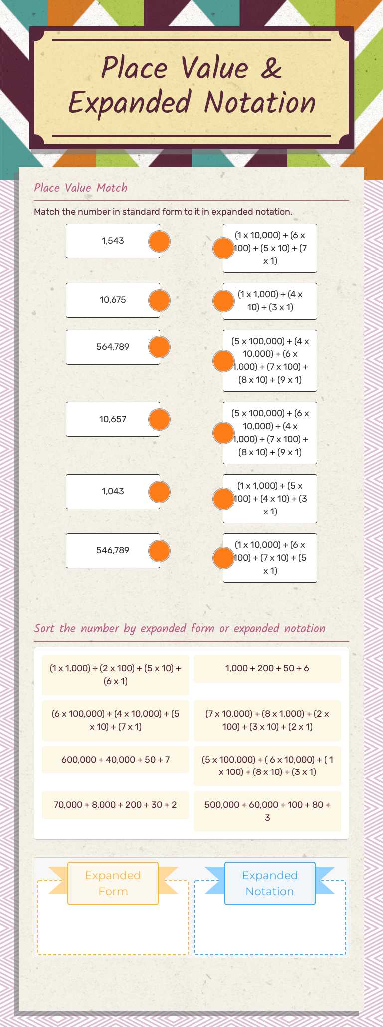 Place Value  &
Expanded Notation worksheet preview image
