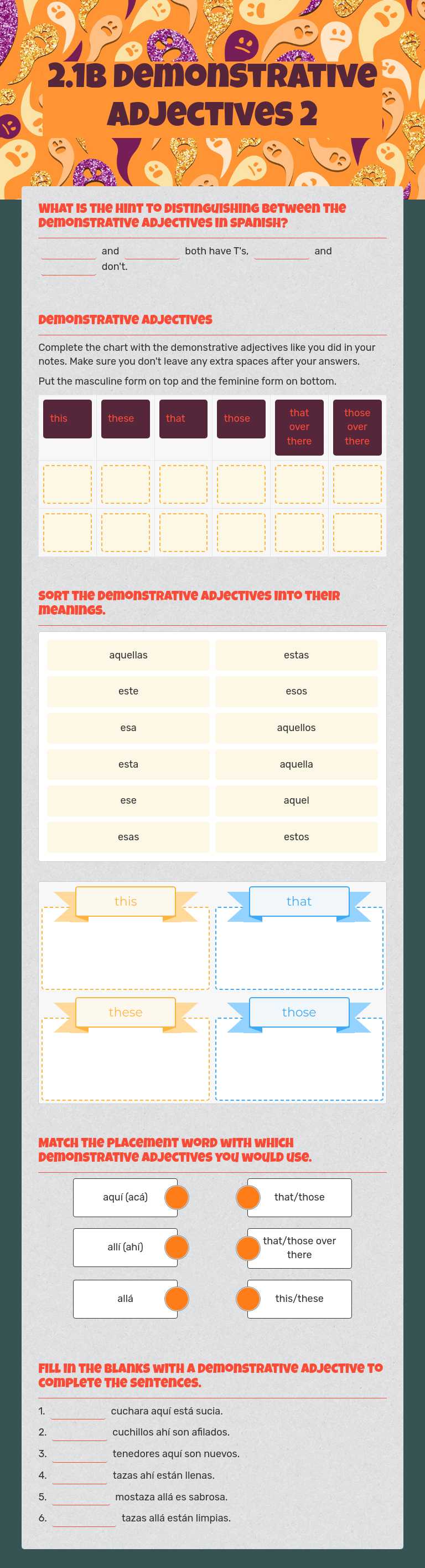 2.1B Demonstrative Adjectives 2 worksheet preview image