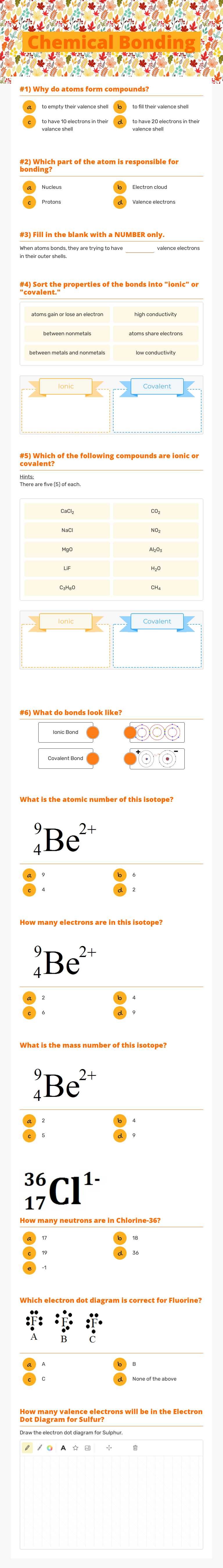 Chemical Bonding worksheet preview image