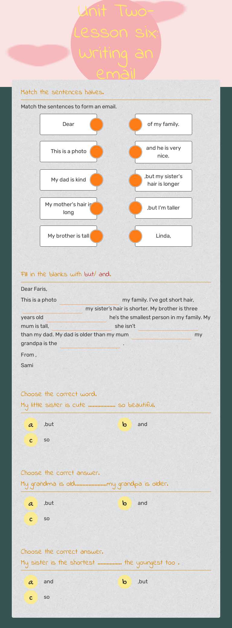 Unit Two-Lesson six: Writing an email worksheet preview image