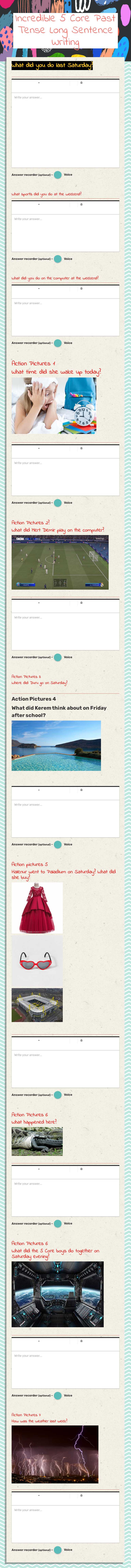 Incredible 5 Core    
      Past Tense          Long Sentence Writing worksheet preview image