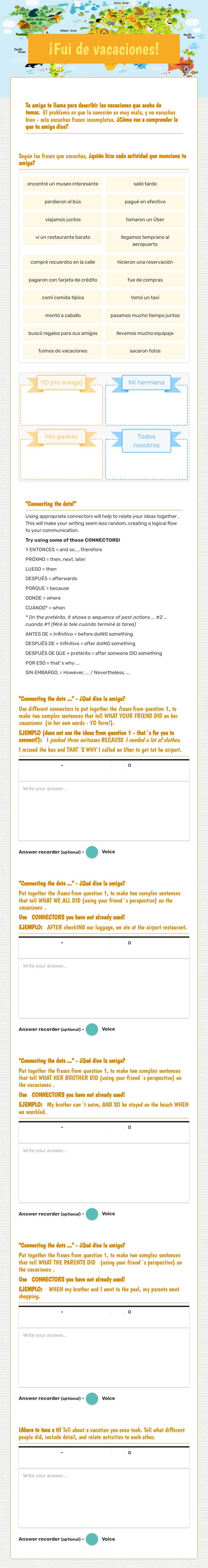 ¡Fui de vacaciones! worksheet preview image