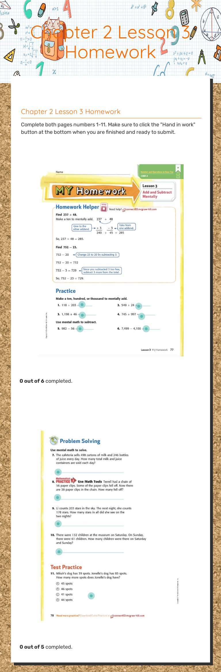 Chapter 2 Lesson 3 Homework worksheet preview image