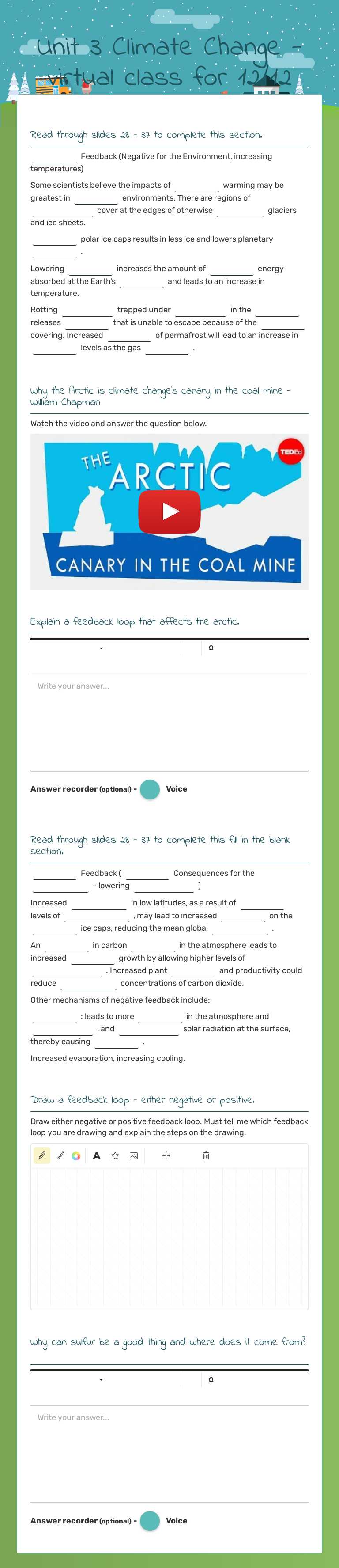 Unit 3 Climate Change - virtual class for 12/12 worksheet preview image