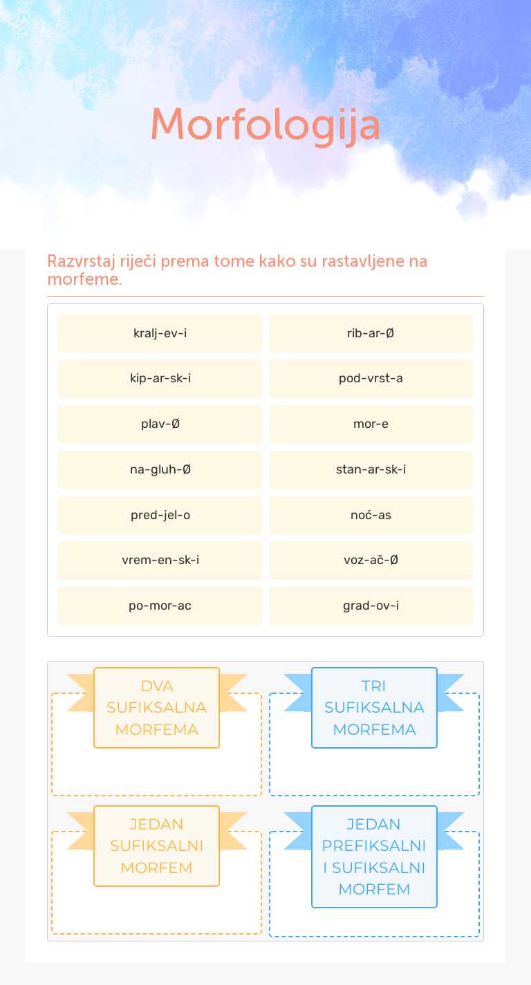 Morfologija worksheet preview image