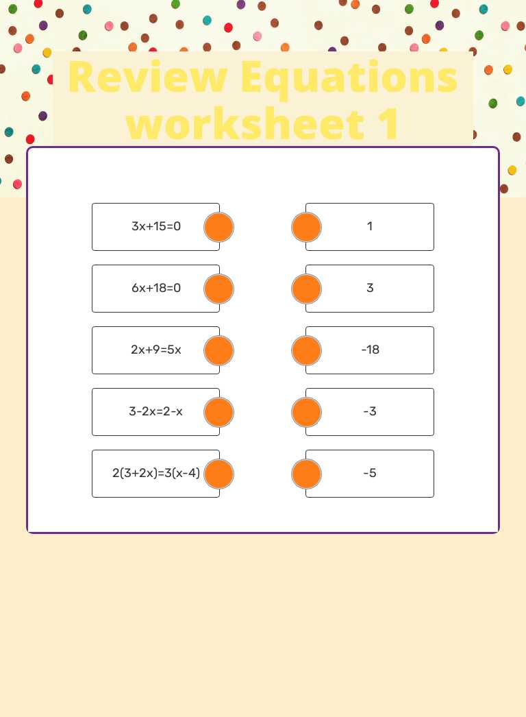 Review Equations worksheet 1 worksheet preview image
