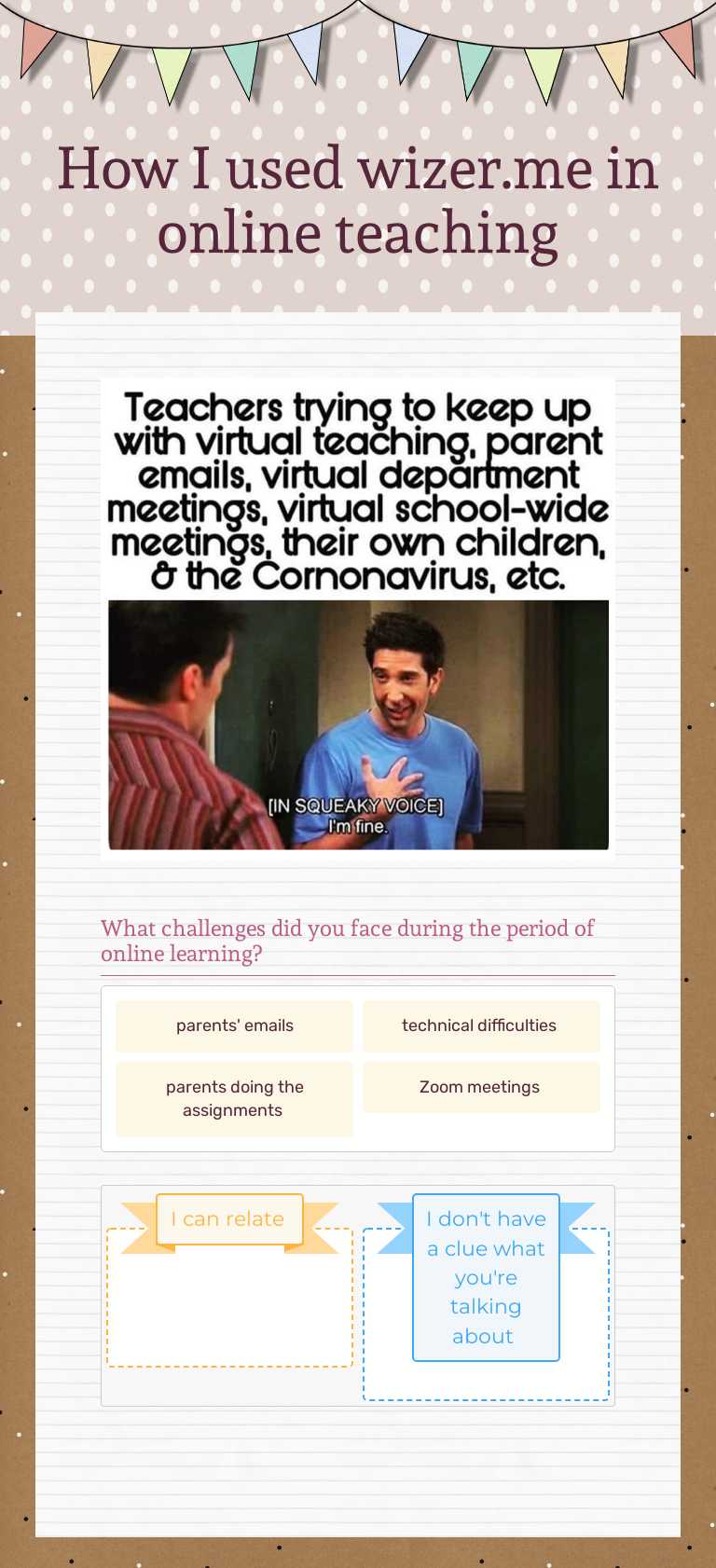 How I used wizer.me in online teaching worksheet preview image