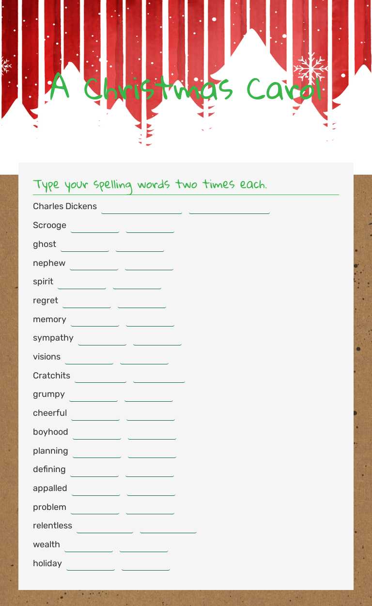 A Christmas Carol worksheet preview image