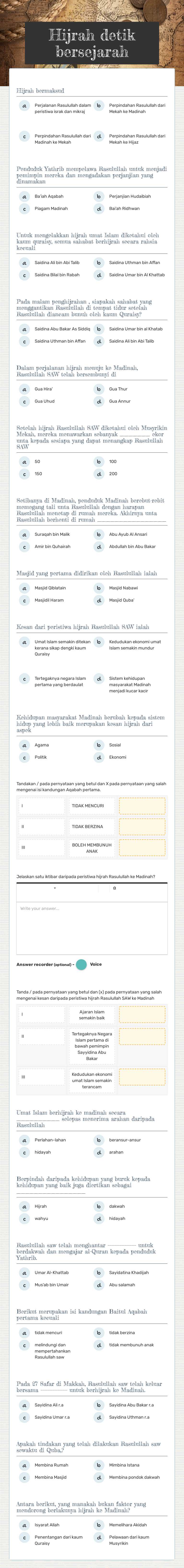 Hijrah detik bersejarah worksheet preview image