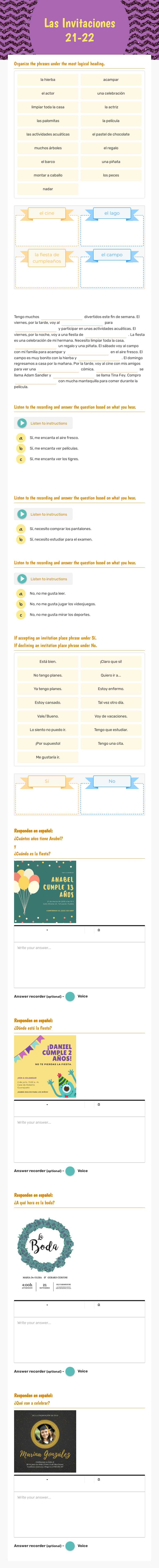 Las Invitaciones
22-23 Grade 8 worksheet preview