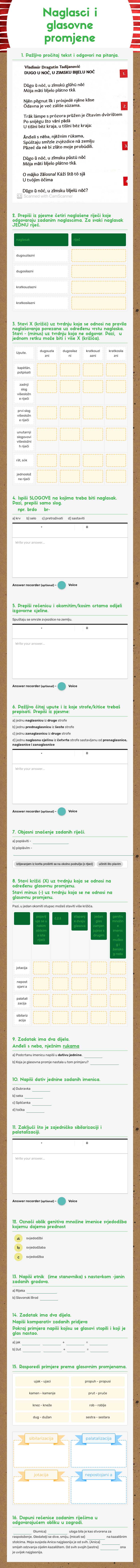 Naglasci i glasovne promjene Grade 7 worksheet preview