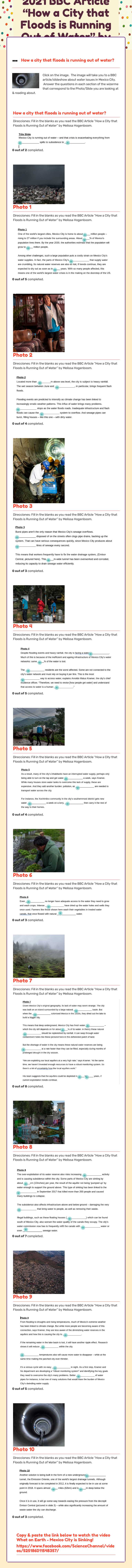 Water Makerspace 2021    BBC Article “How a City that Floods is Running Out of Water” by Melissa Hogenboom. Grade 7 worksheet preview
