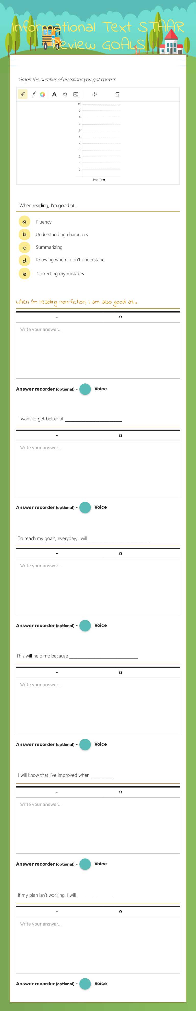 Informational Text STAAR Review GOALS worksheet preview image