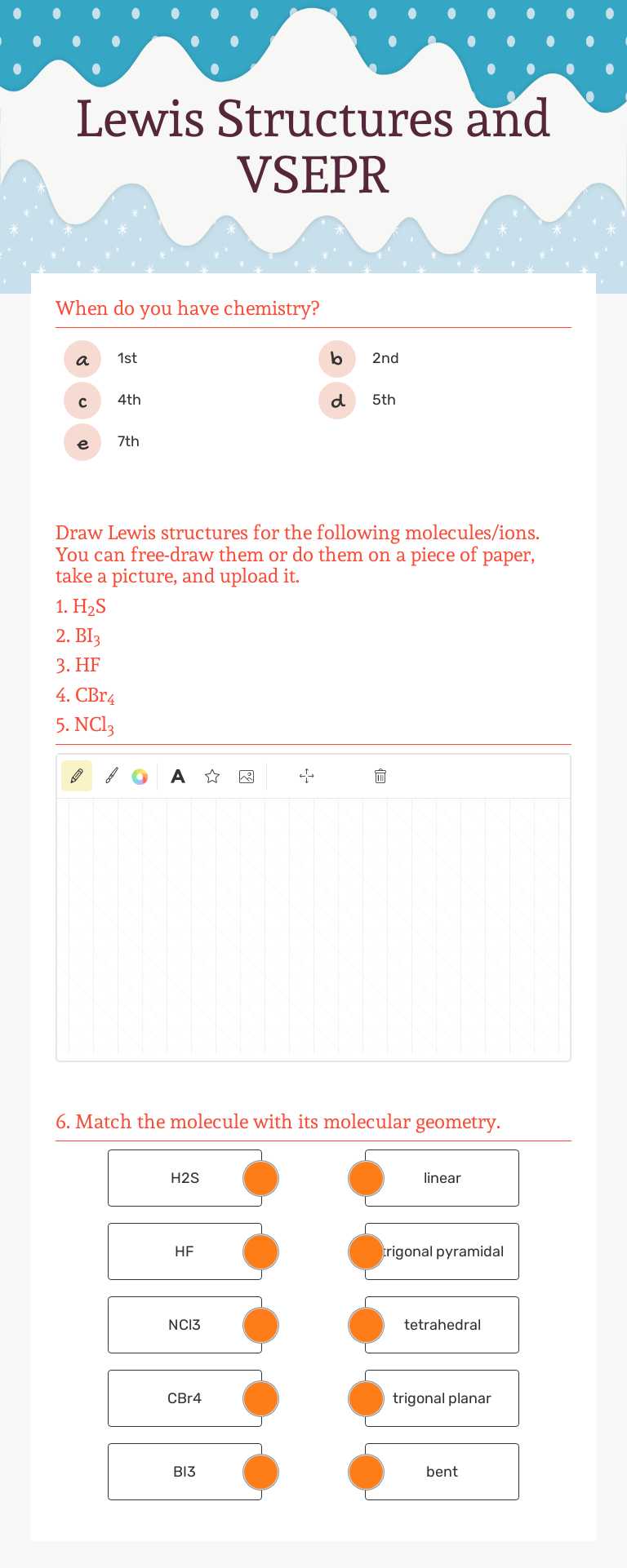 Lewis Structures and VSEPR worksheet preview image