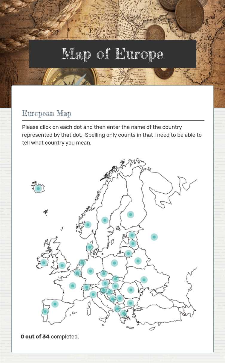 Map of Europe worksheet preview image
