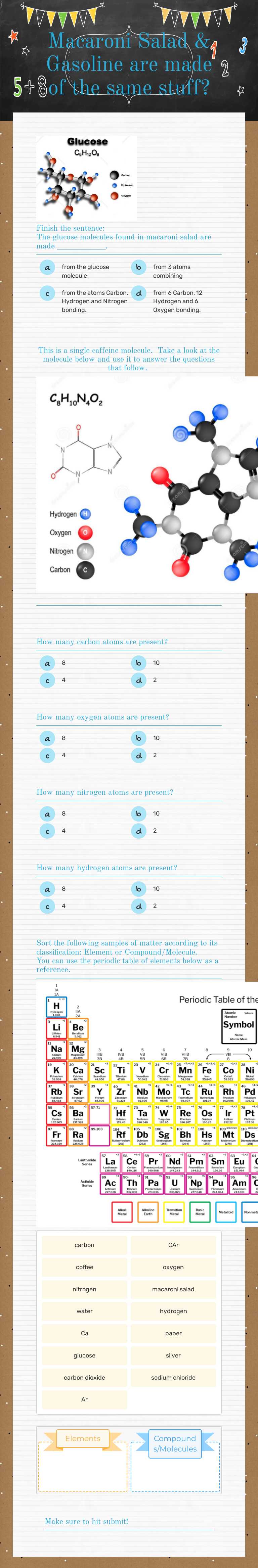 Macaroni Salad & Gasoline are made of the same stuff? worksheet preview image